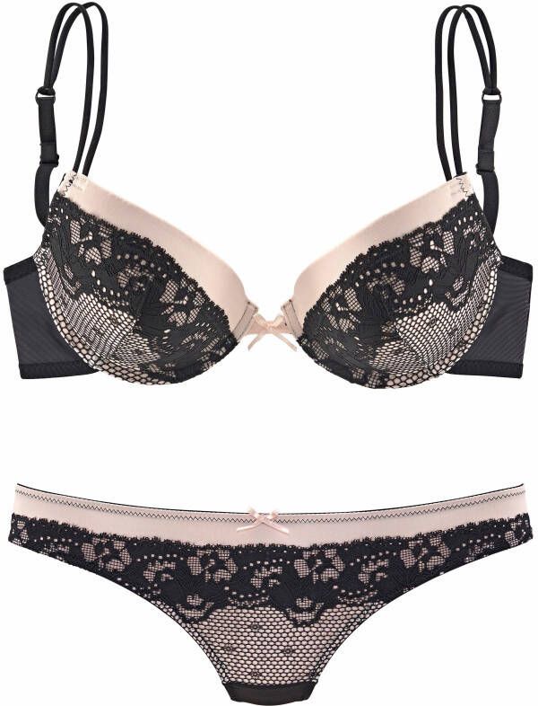 Melrose Set: push-up bh dessous (set 2-delig Met string)