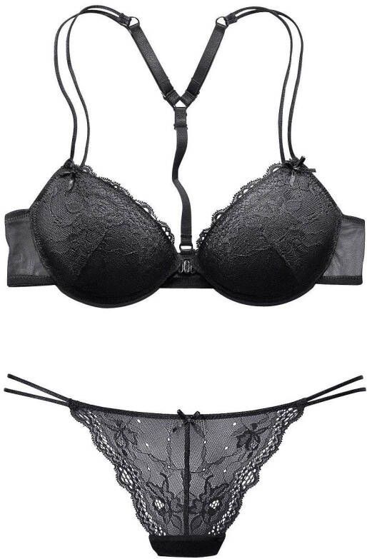 Melrose Set: push-up bh met racerback bandjes en sluiting aan de voorkant sexy lingerie (2-delig Met string)