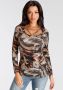 Melrose Shirt met lange mouwen lange mouwen getailleerd effen diepe ronde hals - Thumbnail 2