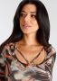 Melrose Shirt met lange mouwen lange mouwen getailleerd effen diepe ronde hals - Thumbnail 4