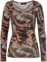 Melrose Shirt met lange mouwen lange mouwen getailleerd effen diepe ronde hals - Thumbnail 6