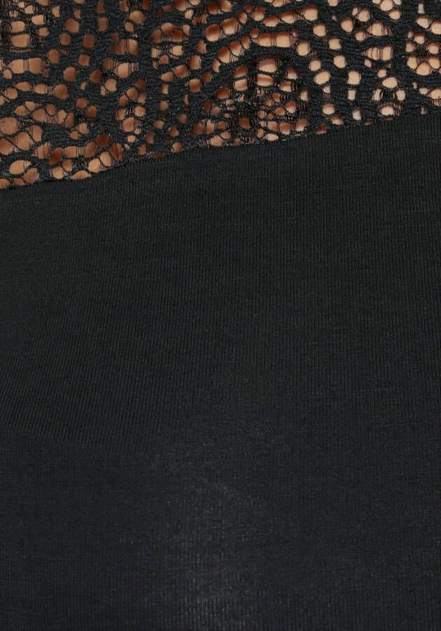 Melrose Shirt met ronde hals in asymmetrische look en kanten mouwen