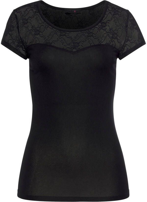Melrose Shirt met ronde hals met kant en transparante kanten achterkant