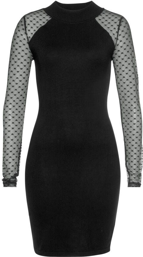 Melrose Gebreide jurk in mini-lengte sportief-elegante stijl van fijn breiwerk lange mouwen