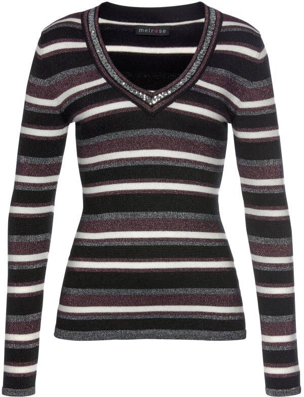 Melrose Trui met V-hals met zacht glittergaren en paillettendetails