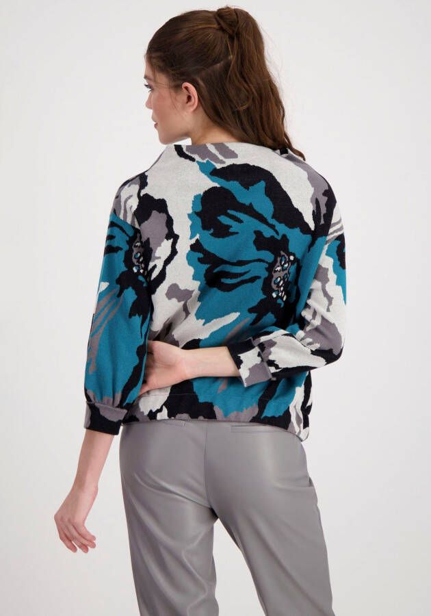 Monari Gebreide trui met trendy bloemenprint