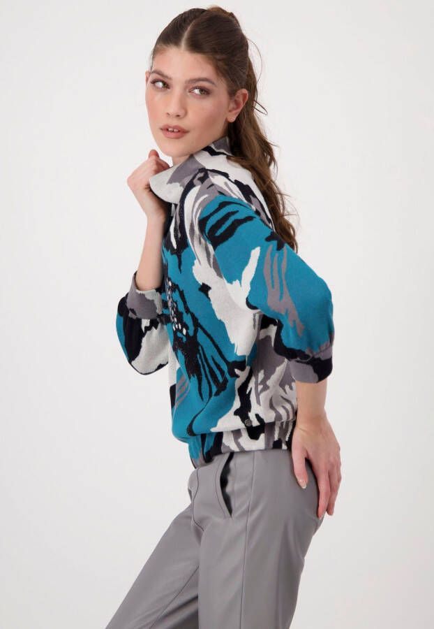 Monari Gebreide trui met trendy bloemenprint