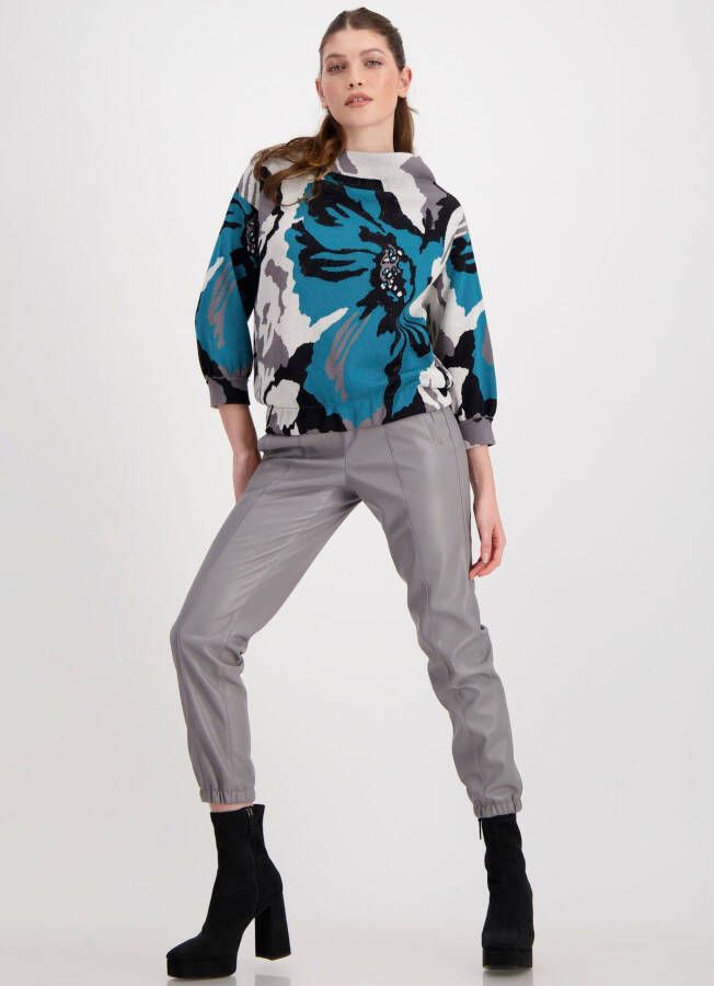 Monari Gebreide trui met trendy bloemenprint