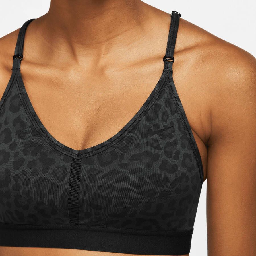 Nike Sport-bh Indy Women's Light-Support 1-Piece Pad V-Neck Leopard Print Bra