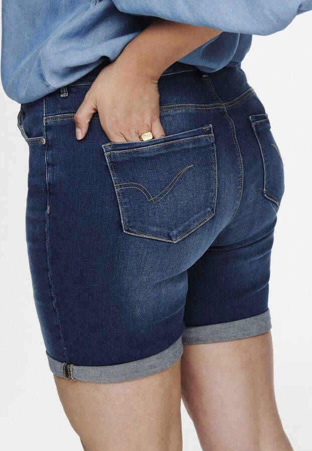 ONLY CARMAKOMA Jeansshort met lichte used-effecten