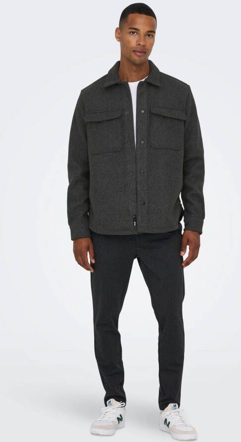 ONLY & SONS Overhemd met lange mouwen ONSASH OVR WOOLEN LOOK PKT LS SHIRT NOOS