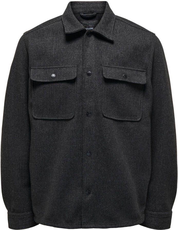 ONLY & SONS Overhemd met lange mouwen ONSASH OVR WOOLEN LOOK PKT LS SHIRT NOOS