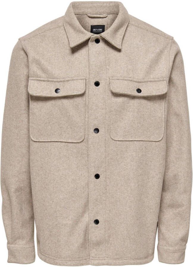 ONLY & SONS Overhemd met lange mouwen ONSASH OVR WOOLEN LOOK PKT LS SHIRT NOOS