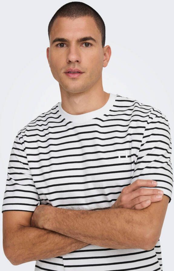ONLY & SONS Shirt met ronde hals ONSHENRY REG STRIPE TEE