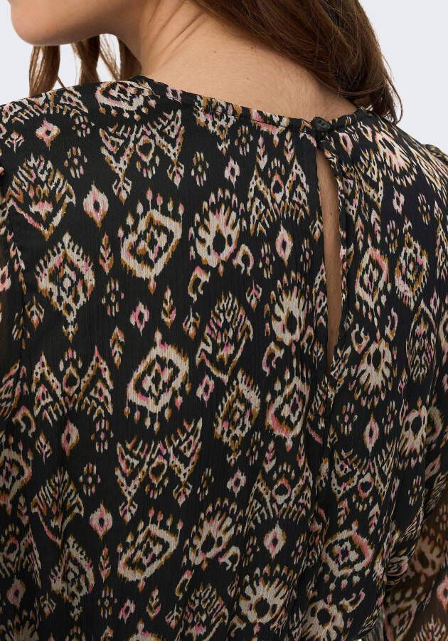 Only Gedessineerde jurk ONLISLA L S SMOCK DRESS PTM met volant