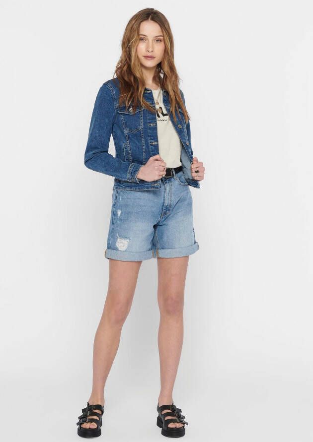 Only Jeansjack Tia in lichte used-wassing met stretch