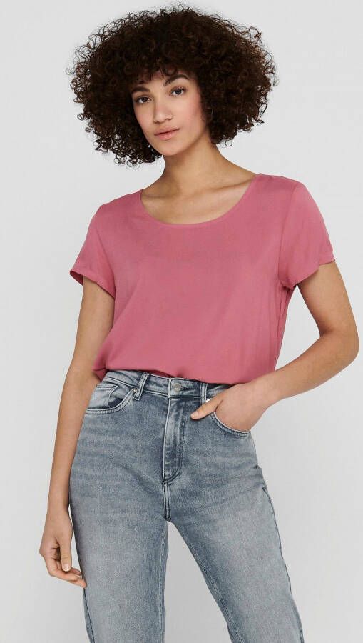 ONLY geweven top met open detail fuchsia