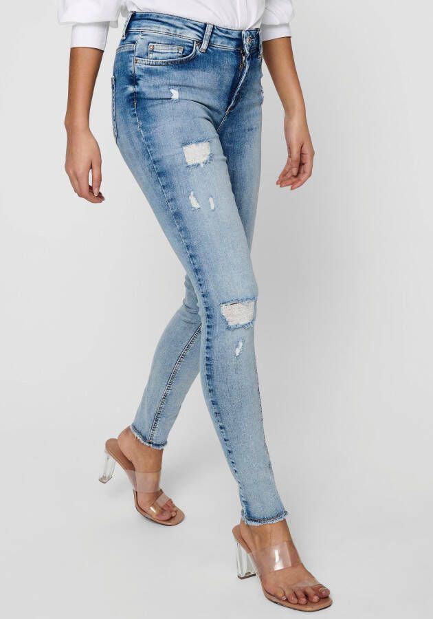 Only Skinny fit jeans ONLBLUSH LIFE met grote destroyed-effecten
