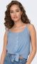 ONLY gestreepte crop top ONLLECEY lichtblauw wit - Thumbnail 3