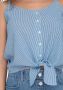 ONLY gestreepte crop top ONLLECEY lichtblauw wit - Thumbnail 5