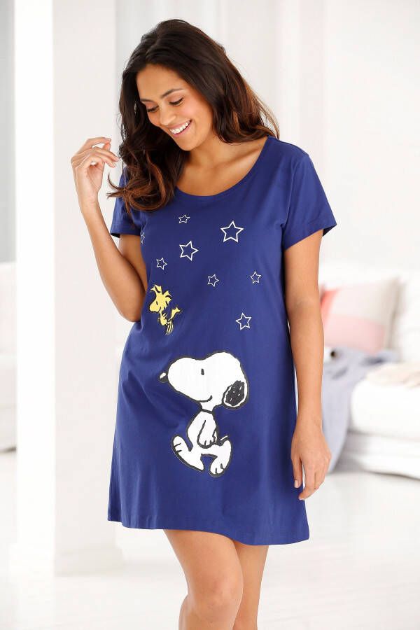 Peanuts Nachthemd met snoopy-print in minilengte