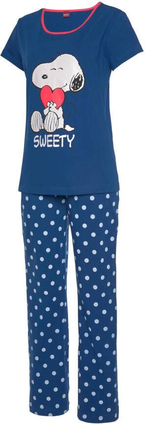 Peanuts Pyjama met snoopy-print en gestippelde broek (2-delig 1 stuk)