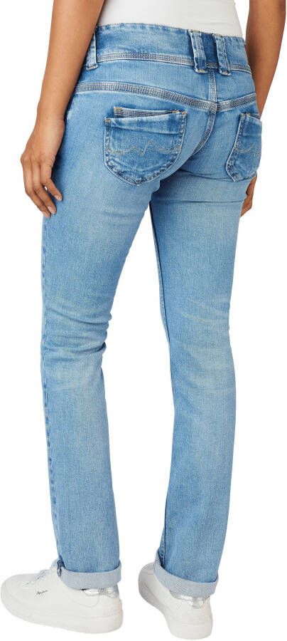 Pepe Jeans Rechte jeans VENUS Straight pasvorm met lage band met dubbele knoop en dubbele achterzak van leuk comfort stretch denim