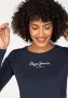 Pepe Jeans Blauw Katoenen Longsleeve T-shirt met Print Logo Blue Dames - Thumbnail 3