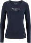 Pepe Jeans Blauw Katoenen Longsleeve T-shirt met Print Logo Blue Dames - Thumbnail 5