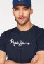 Pepe Jeans Blauw Katoenen Bedrukt Logo T-Shirt Blue Heren - Thumbnail 3