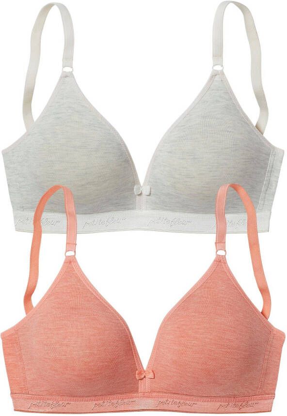 petite fleur Bralette-bh zonder beugel van zijdeachtig glanzend modal (Set van 2)