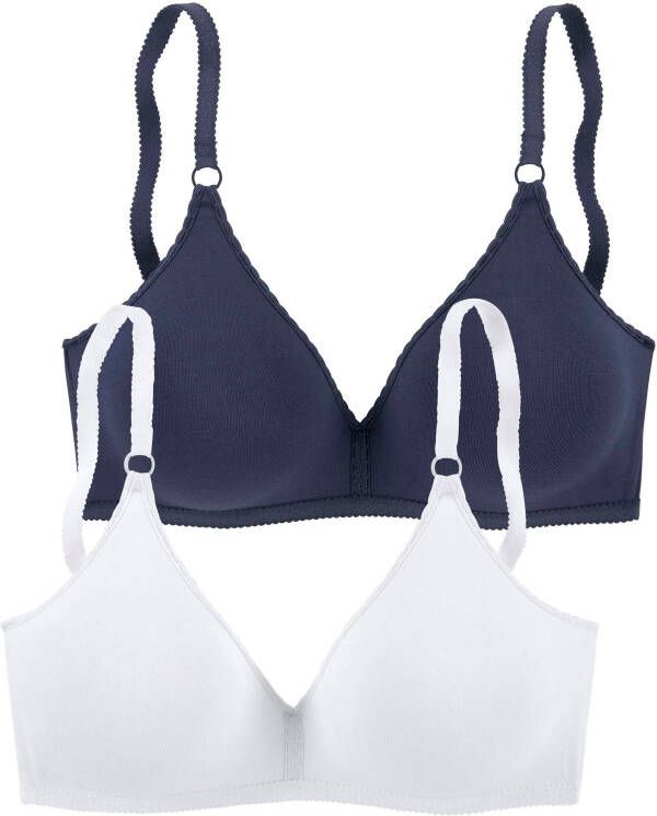 petite fleur Bralette-bh zonder beugel van aangenaam zachte katoenkwaliteit basic (Set van 2)