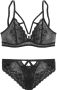 Petite fleur gold Set: bralette-bh van gebloemd licht transparant kant sexy lingerie sexy ondergoed (set 2-delig Met tanga) - Thumbnail 2