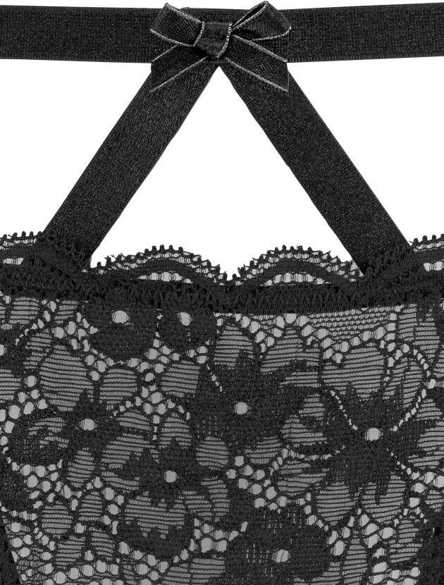 Petite fleur gold Set: bralette-bh van gebloemd licht transparant kant sexy lingerie sexy ondergoed (set 2-delig Met tanga) - Foto 6