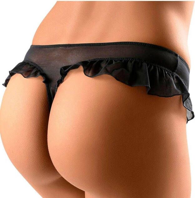 petite fleur gold String-ouvert met romantische ruches langs de beenlijn (2 stuks)