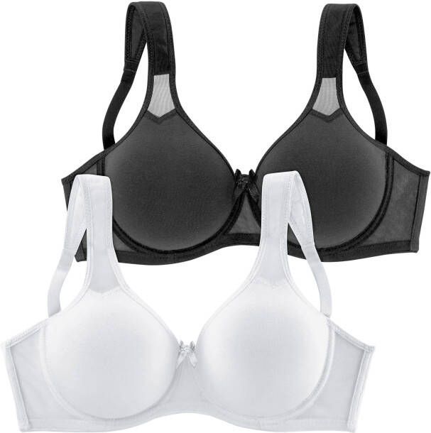 petite fleur T-shirt-bh met beugel en netinzetten basic dessous (Set van 2)