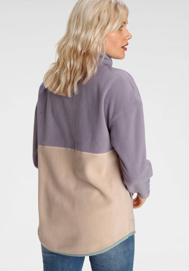 Polarino Fleecetrui met colourblocking-look met kangoeroezak van fleece stof