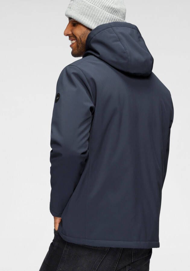 Polarino Winterjack voor koude temperaturen van softshell met capuchon veel zakken
