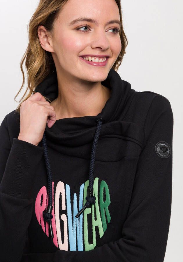 Ragwear Sweater NESKA LOVE O met asymmetrische sjaalkraag in rainbow pride design