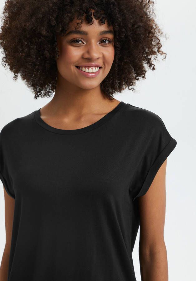 Saint Tropez Shirt met ronde hals Basic in chique lyocell kwaliteit