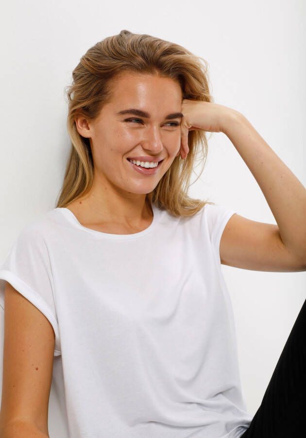 Saint Tropez Shirt met ronde hals Basic in chique lyocell kwaliteit