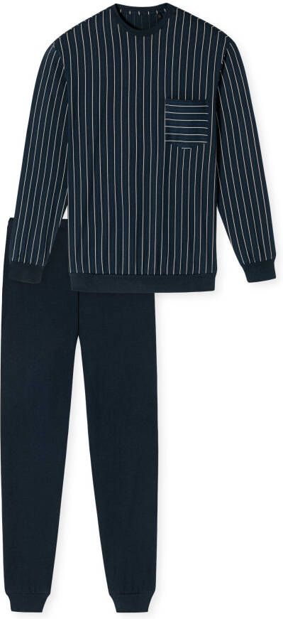 Schiesser Pyjama "Comfort Nightwear" gestreept shirt met lange mouwen en ronde hals (2-delig)