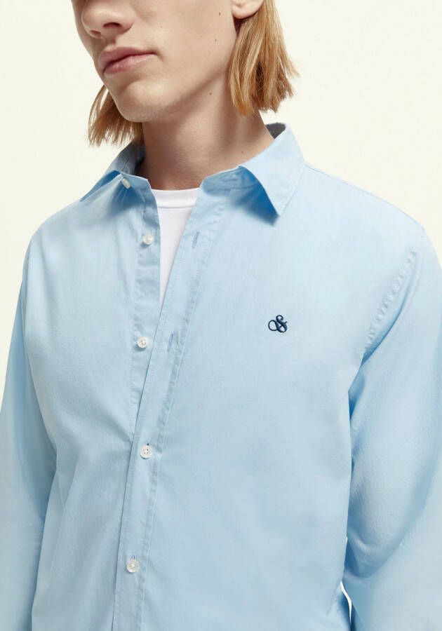 Scotch & Soda Overhemd met lange mouwen Essentials Slim-Fit Organic Cotton Poplin Shirt met klein logoborduursel op borsthoogte