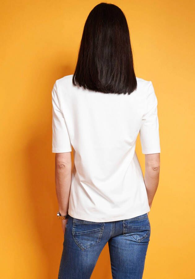 Seidel Moden Shirt met V-hals met halve mouwen van zacht materiaal made in germany