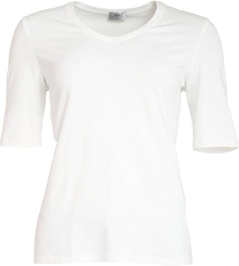 Seidel Moden Shirt met V-hals met halve mouwen van zacht materiaal made in germany