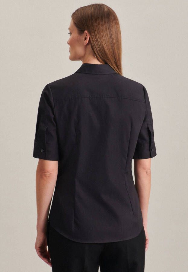 seidensticker Overhemdblouse Zwarte roos Korte mouwen kraag uni