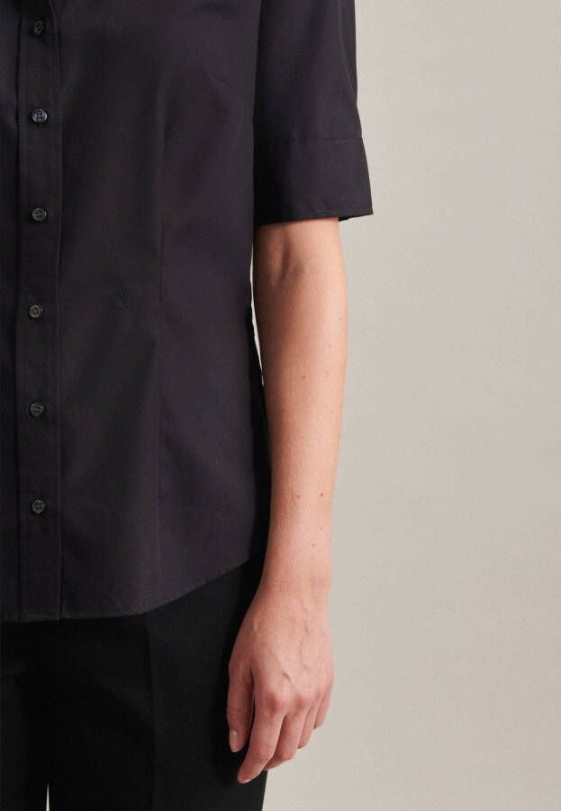 seidensticker Overhemdblouse Zwarte roos Korte mouwen kraag uni