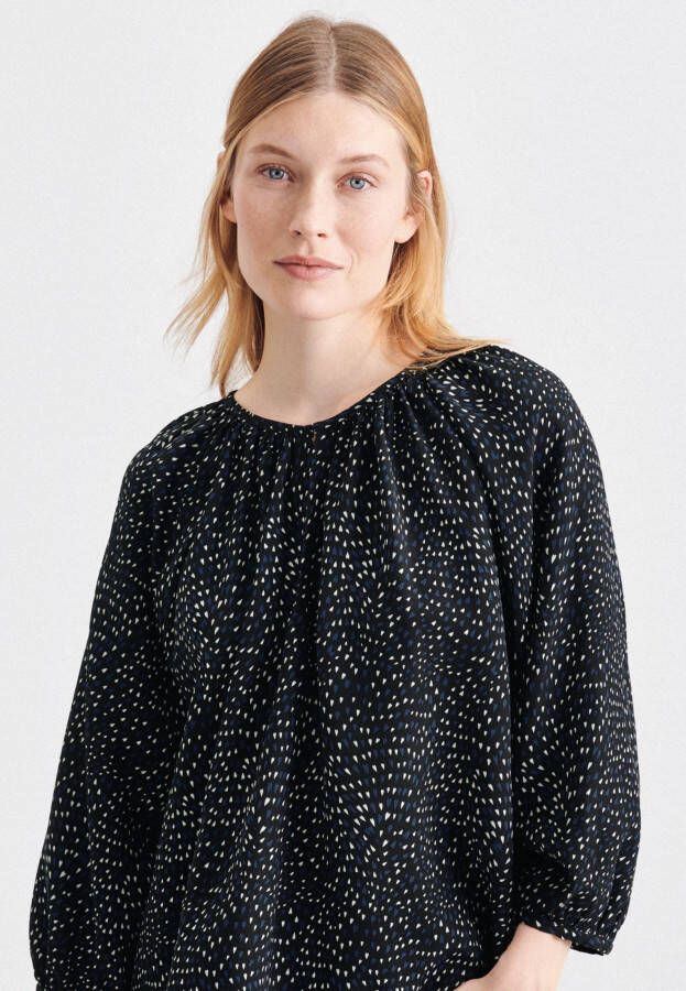 seidensticker Shirtblouse Zwarte roos 3 4-mouwen ronde hals print