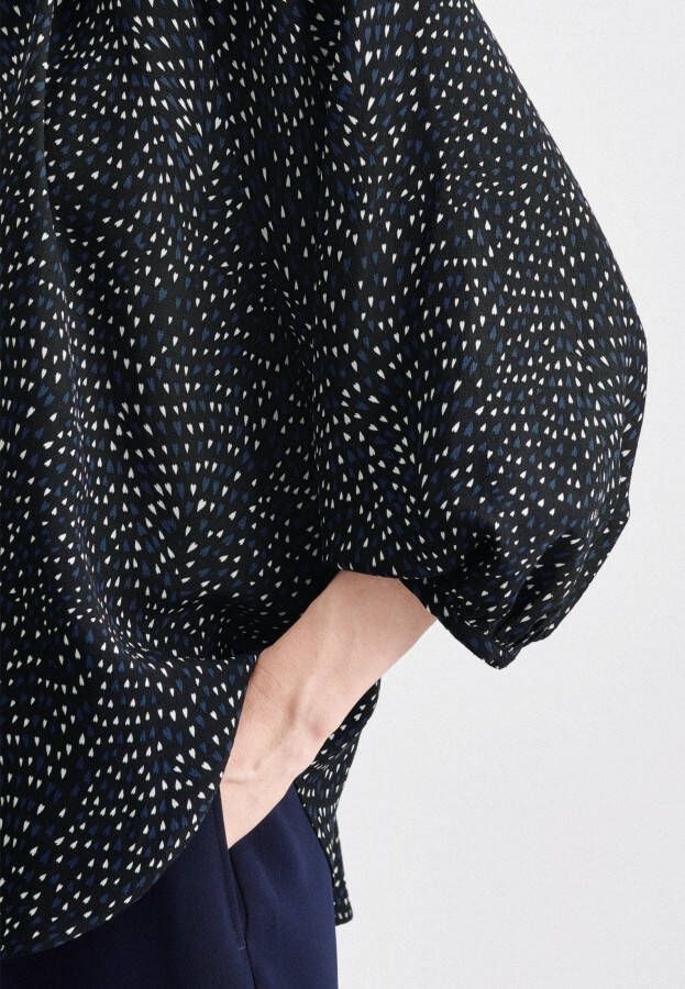 seidensticker Shirtblouse Zwarte roos 3 4-mouwen ronde hals print