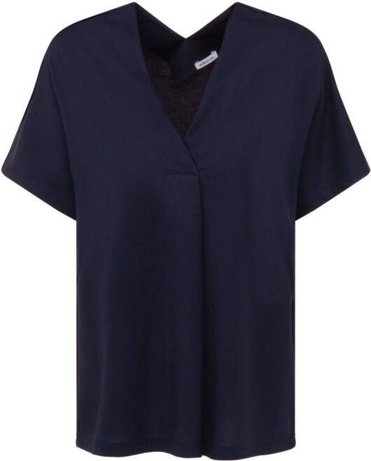 seidensticker Shirtblouse Zwarte roos Korte mouwen V-hals uni